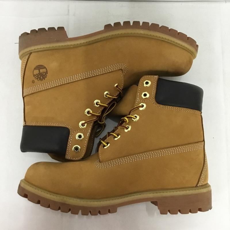 ティンバーランド Timberland ブーツ ショートブーツ 10061 6インチ プレミアム ウォータープルーフブーツ 8.5W 箱有 ワンポイント キャメル / キャメル /  メンズ USED 古着 中古 10149847