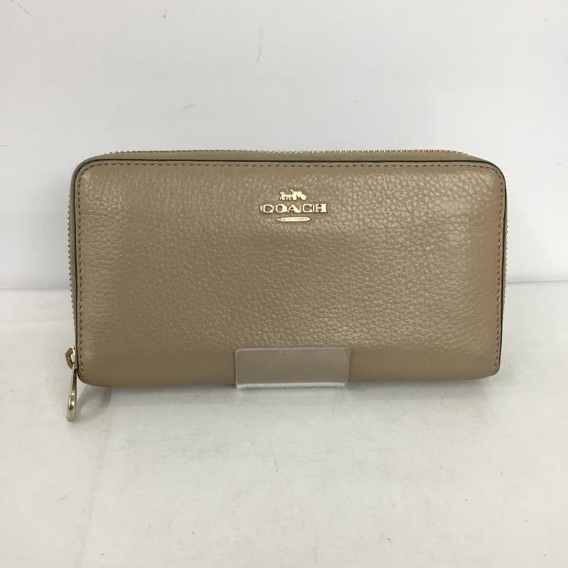 コーチ COACH 財布 長財布 ラウンドファスナー ロゴ、文字 ベージュ / ベージュ /  レディース USED 古着 中古 10149867