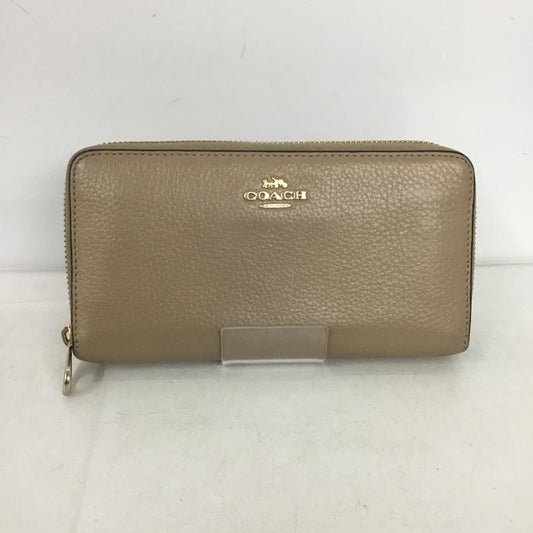 コーチ COACH 財布 長財布 ラウンドファスナー ロゴ、文字 ベージュ / ベージュ /  レディース USED 古着 中古 10149867