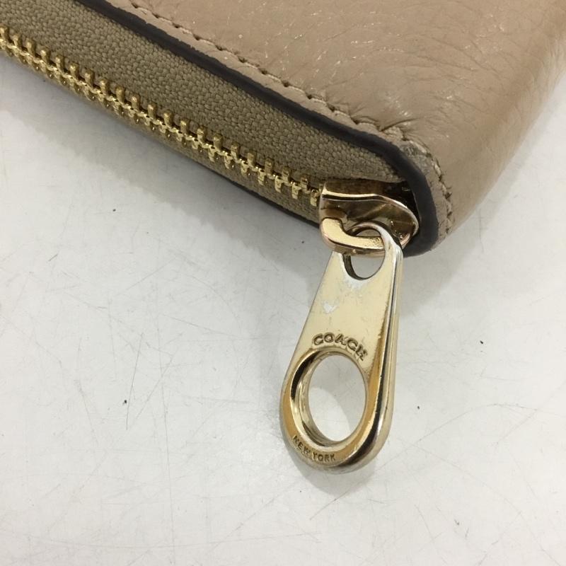 コーチ COACH 財布 長財布 ラウンドファスナー ロゴ、文字 ベージュ / ベージュ /  レディース USED 古着 中古 10149867