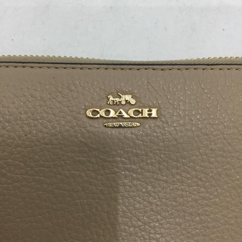 コーチ COACH 財布 長財布 ラウンドファスナー ロゴ、文字 ベージュ / ベージュ /  レディース USED 古着 中古 10149867