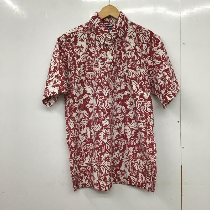 古着 USED シャツ、ブラウス 半袖 半袖シャツ プリントシャツ アロハシャツ M プリント 白 / ホワイト / X えんじ / ワインレッド /  メンズ USED 古着 中古 10149924
