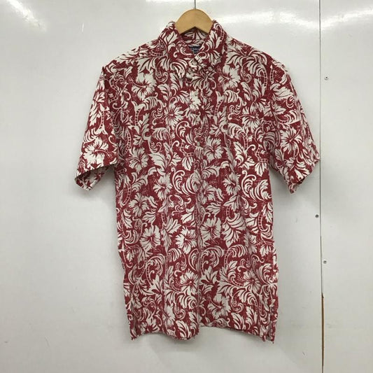 古着 USED シャツ、ブラウス 半袖 半袖シャツ プリントシャツ アロハシャツ M プリント 白 / ホワイト / X えんじ / ワインレッド /  メンズ USED 古着 中古 10149924