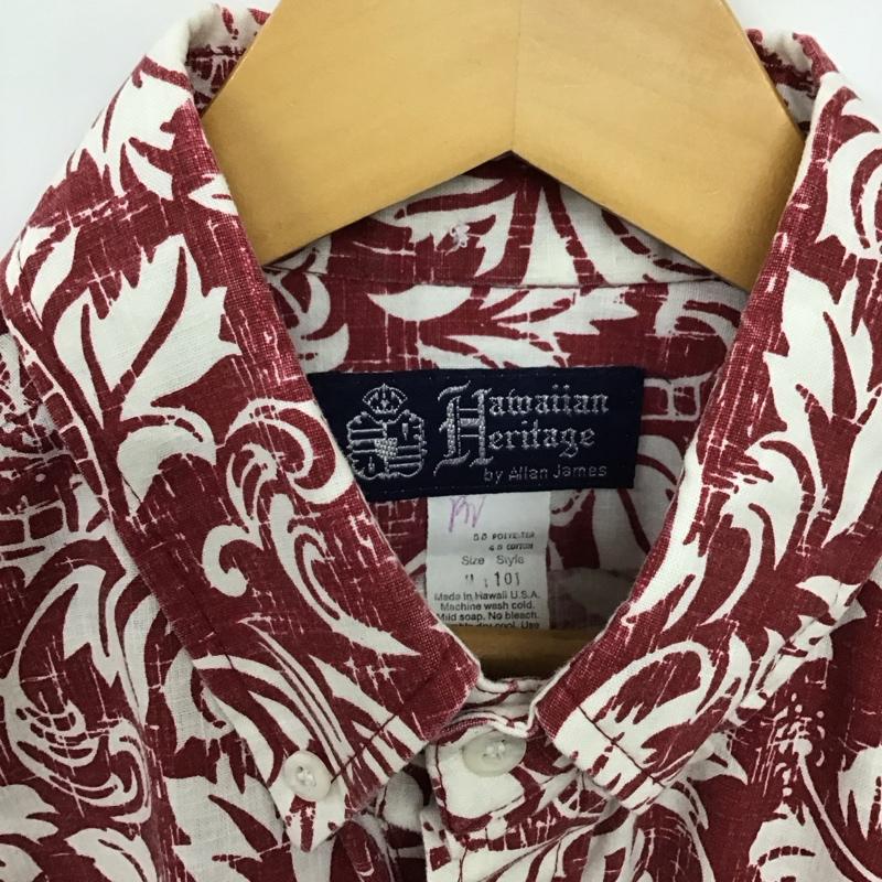 古着 USED シャツ、ブラウス 半袖 半袖シャツ プリントシャツ アロハシャツ M プリント 白 / ホワイト / X えんじ / ワインレッド /  メンズ USED 古着 中古 10149924