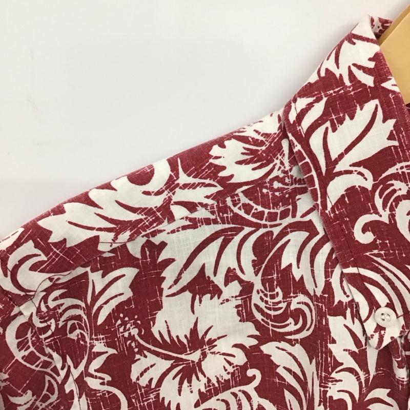 古着 USED シャツ、ブラウス 半袖 半袖シャツ プリントシャツ アロハシャツ M プリント 白 / ホワイト / X えんじ / ワインレッド /  メンズ USED 古着 中古 10149924