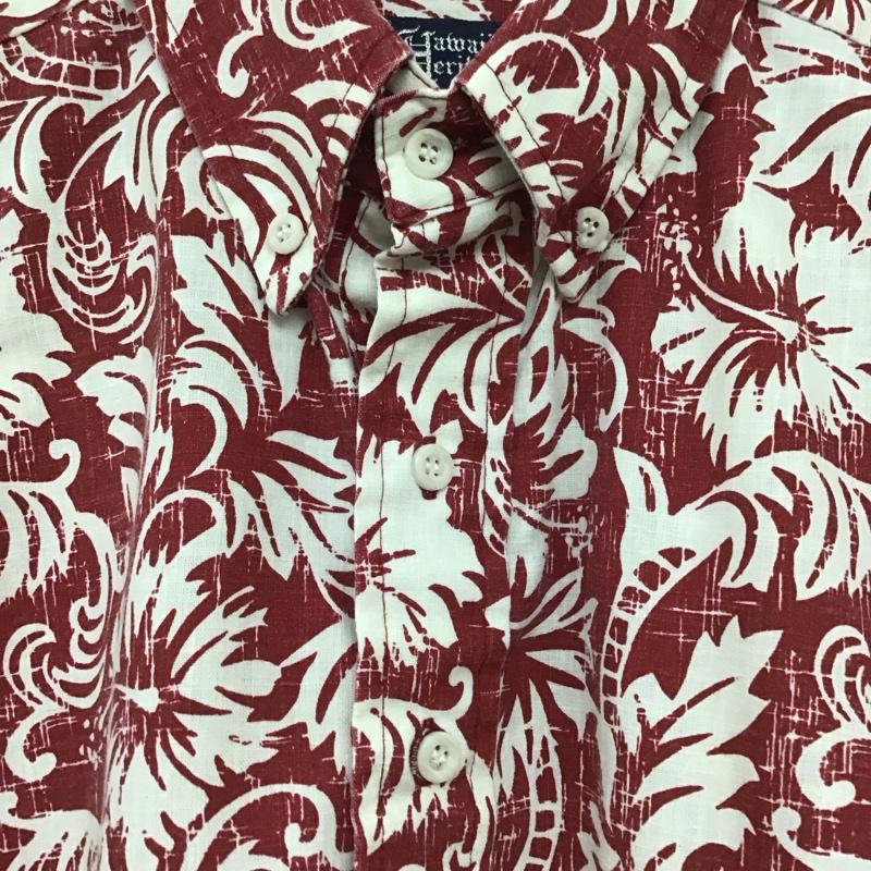 古着 USED シャツ、ブラウス 半袖 半袖シャツ プリントシャツ アロハシャツ M プリント 白 / ホワイト / X えんじ / ワインレッド /  メンズ USED 古着 中古 10149924