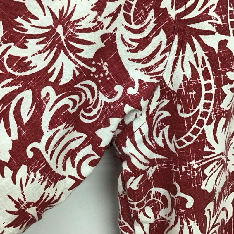 古着 USED シャツ、ブラウス 半袖 半袖シャツ プリントシャツ アロハシャツ M プリント 白 / ホワイト / X えんじ / ワインレッド /  メンズ USED 古着 中古 10149924