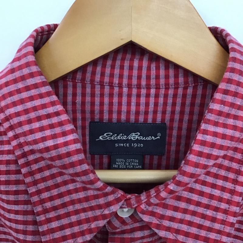 エディーバウアー Eddie Bauer シャツ、ブラウス 半袖 半袖シャツ チェックシャツ カラーシャツ L チェック 白 / ホワイト / X 赤 / レッド /  メンズ USED 古着 中古 10149934
