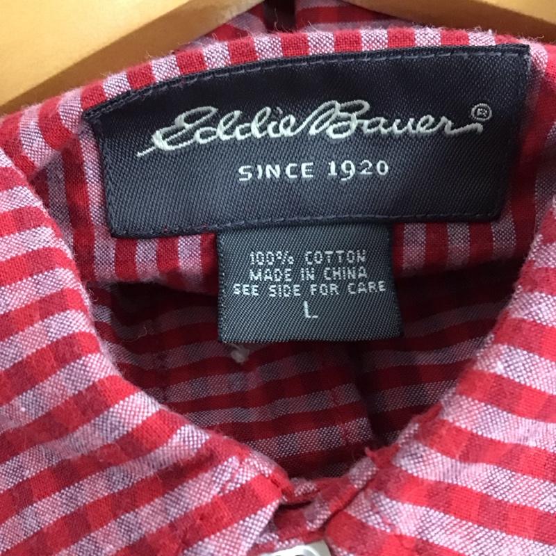 エディーバウアー Eddie Bauer シャツ、ブラウス 半袖 半袖シャツ チェックシャツ カラーシャツ L チェック 白 / ホワイト / X 赤 / レッド /  メンズ USED 古着 中古 10149934