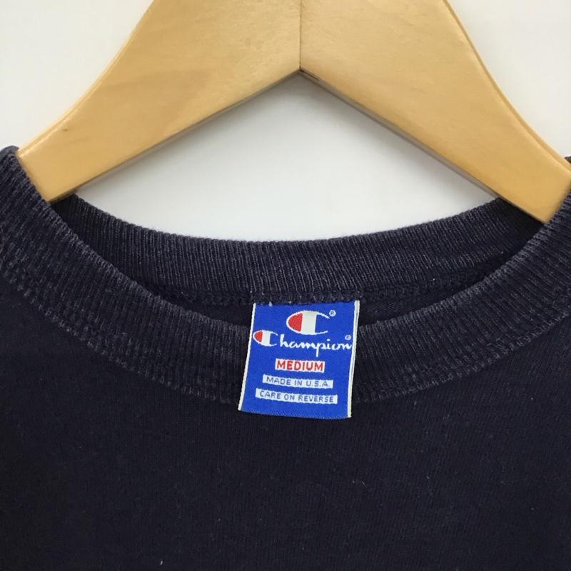 チャンピオン Champion Tシャツ 半袖 半袖カットソー プリントTシャツ クルーネックカットソー M ロゴ、文字 紺 / ネイビー /  メンズ USED 古着 中古 10149939