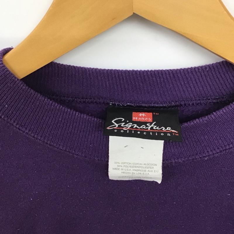 ヘインズ HANES トレーナー 長袖 長袖トレーナー スウェット クルーネック プルオーバー L 無地 紫 / パープル /  メンズ USED 古着 中古 10149948