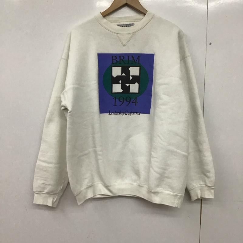 古着 USED トレーナー 長袖 長袖トレーナー スウェット クルーネック プルオーバー santee L プリント アイボリー / アイボリー /  メンズ USED 古着 中古 10149952