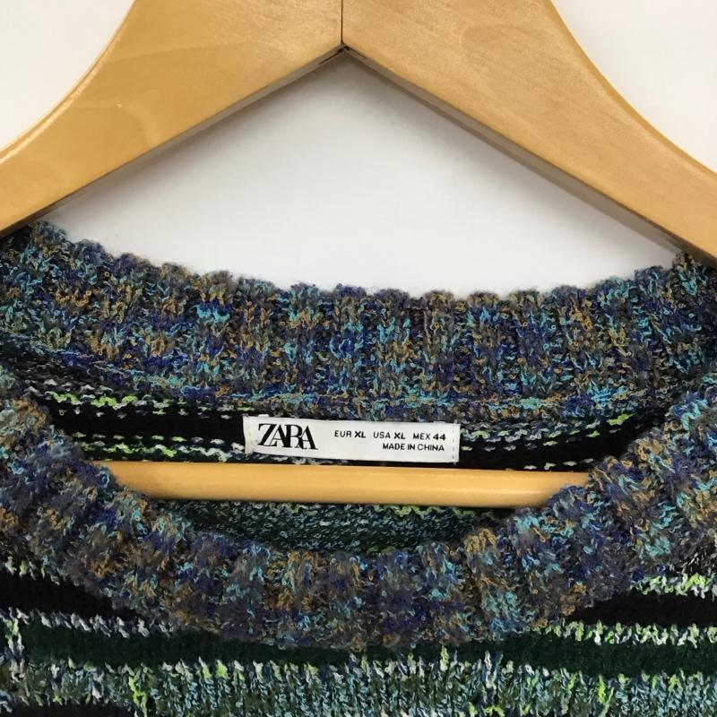 ザラ ZARA ニット、セーター 長袖 長袖ニットカットソー クルーネック セーター XL 総柄 マルチカラー / マルチカラー /  メンズ USED 古着 中古 10149964