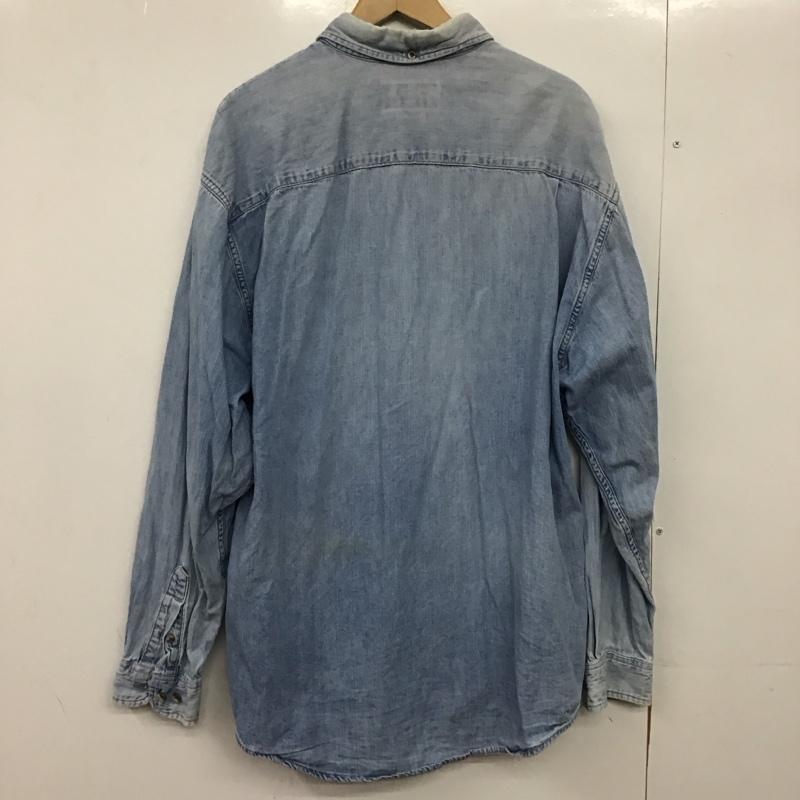 エディーバウアー Eddie Bauer シャツ、ブラウス 長袖 長袖シャツ 無地シャツ カラーシャツ 90s L 無地 インディゴ / インディゴ /  メンズ USED 古着 中古 10149977