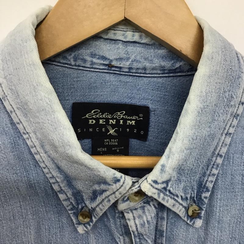 エディーバウアー Eddie Bauer シャツ、ブラウス 長袖 長袖シャツ 無地シャツ カラーシャツ 90s L 無地 インディゴ / インディゴ /  メンズ USED 古着 中古 10149977