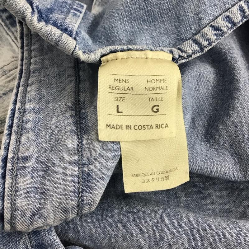 エディーバウアー Eddie Bauer シャツ、ブラウス 長袖 長袖シャツ 無地シャツ カラーシャツ 90s L 無地 インディゴ / インディゴ /  メンズ USED 古着 中古 10149977