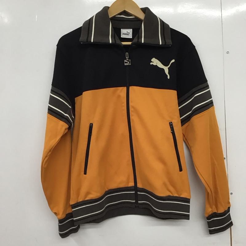 プーマ PUMA ジャケット、上着 ジャンパー、ブルゾン ジップアップジャケット ジャージ アウター M ロゴ、文字 黒 / ブラック / X 橙 / オレンジ /  メンズ USED 古着 中古 10149980