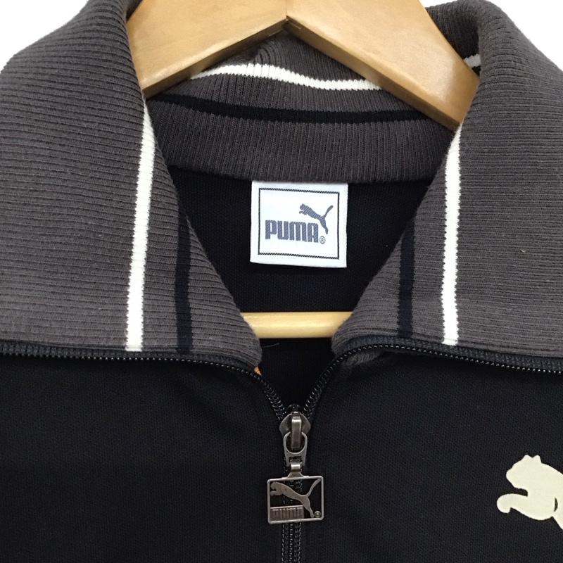 プーマ PUMA ジャケット、上着 ジャンパー、ブルゾン ジップアップジャケット ジャージ アウター M ロゴ、文字 黒 / ブラック / X 橙 / オレンジ /  メンズ USED 古着 中古 10149980