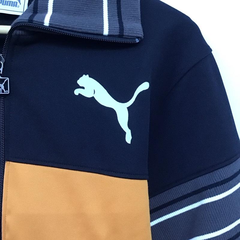 プーマ PUMA ジャケット、上着 ジャンパー、ブルゾン ジップアップジャケット ジャージ アウター M ロゴ、文字 黒 / ブラック / X 橙 / オレンジ /  メンズ USED 古着 中古 10149980