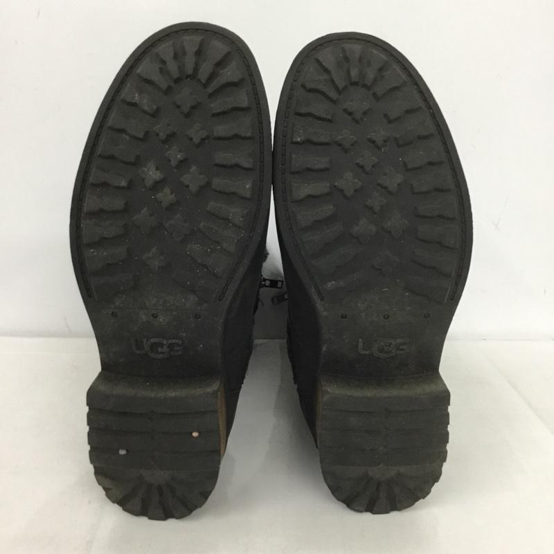 アグ UGG ブーツ 一般 エンジニアブーツ サイドジップ ファー ロゴ、文字 黒 / ブラック /  レディース USED 古着 中古 10150000