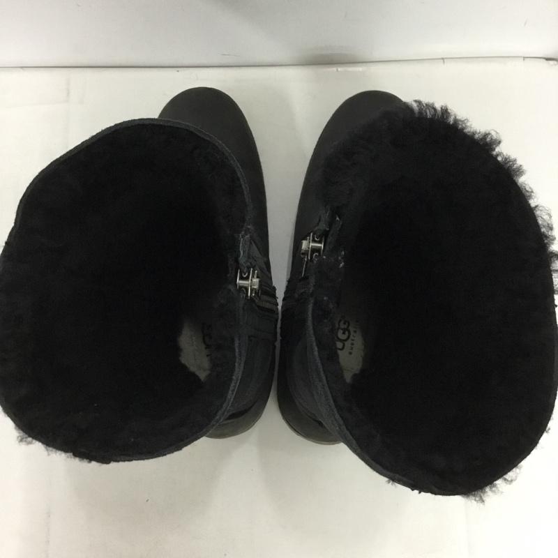 アグ UGG ブーツ 一般 エンジニアブーツ サイドジップ ファー ロゴ、文字 黒 / ブラック /  レディース USED 古着 中古 10150000