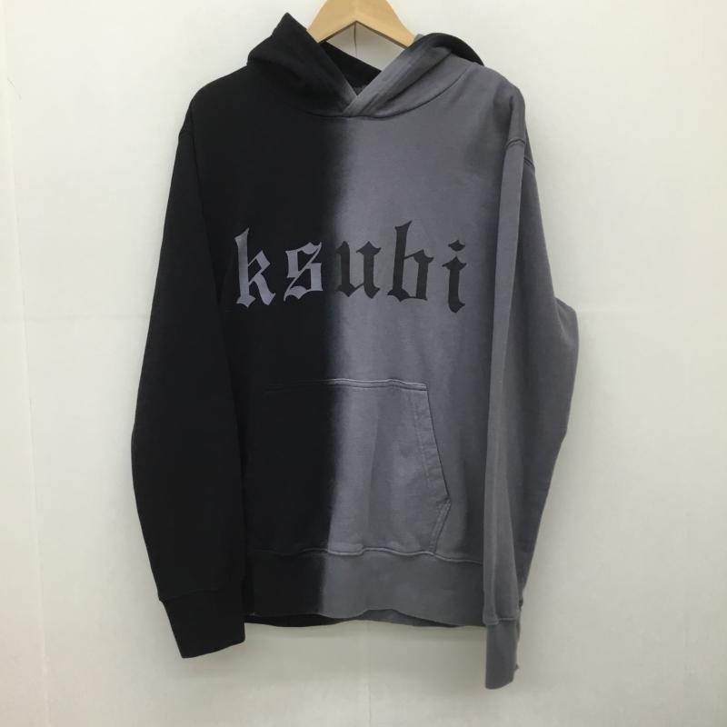 スビ KSUBI パーカー 長袖 Kult Kash　バイカラーフーディー L ロゴ、文字 黒 / ブラック / X 灰 / グレー /  メンズ USED 古着 中古 10150027