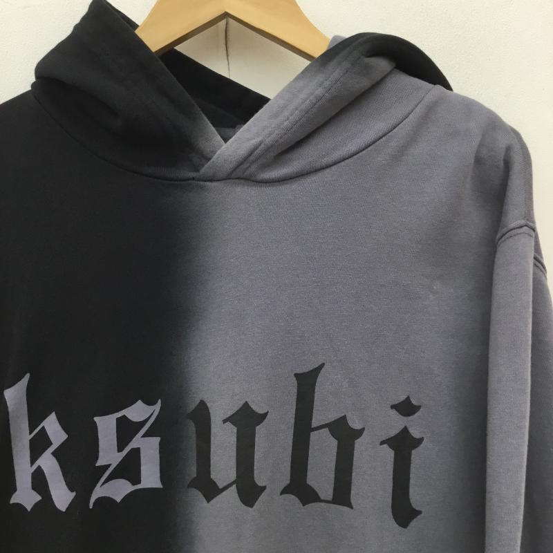 スビ KSUBI パーカー 長袖 Kult Kash　バイカラーフーディー L ロゴ、文字 黒 / ブラック / X 灰 / グレー /  メンズ USED 古着 中古 10150027