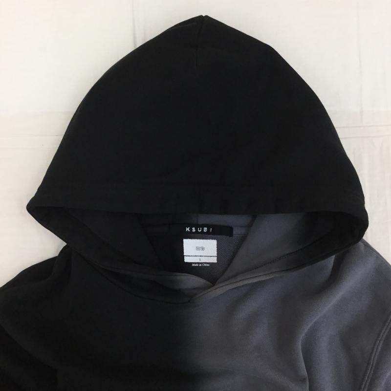 スビ KSUBI パーカー 長袖 Kult Kash　バイカラーフーディー L ロゴ、文字 黒 / ブラック / X 灰 / グレー /  メンズ USED 古着 中古 10150027