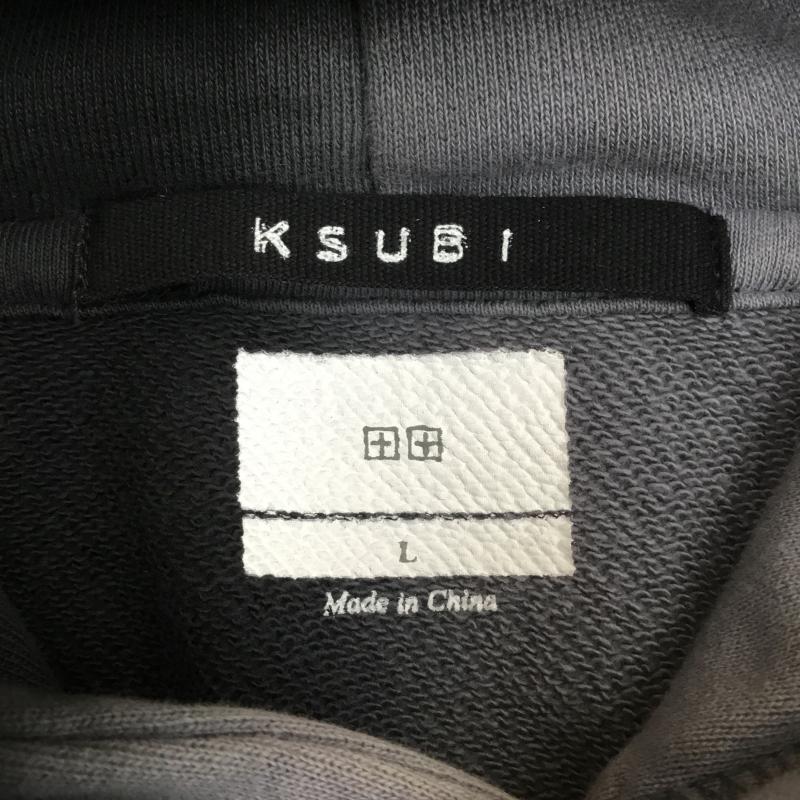 スビ KSUBI パーカー 長袖 Kult Kash　バイカラーフーディー L ロゴ、文字 黒 / ブラック / X 灰 / グレー /  メンズ USED 古着 中古 10150027