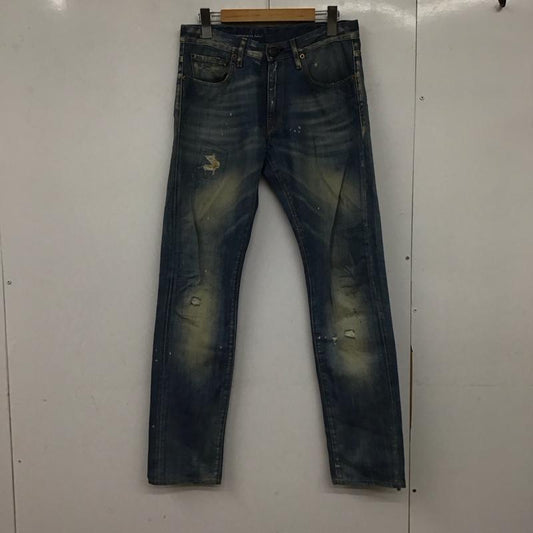 レイン Reign パンツ デニム、ジーンズ デニムパンツ スリムパンツ カジュアルパンツ ストレッチパンツ 29インチ ダメージ加工 インディゴ / インディゴ /  メンズ USED 古着 中古 10150087