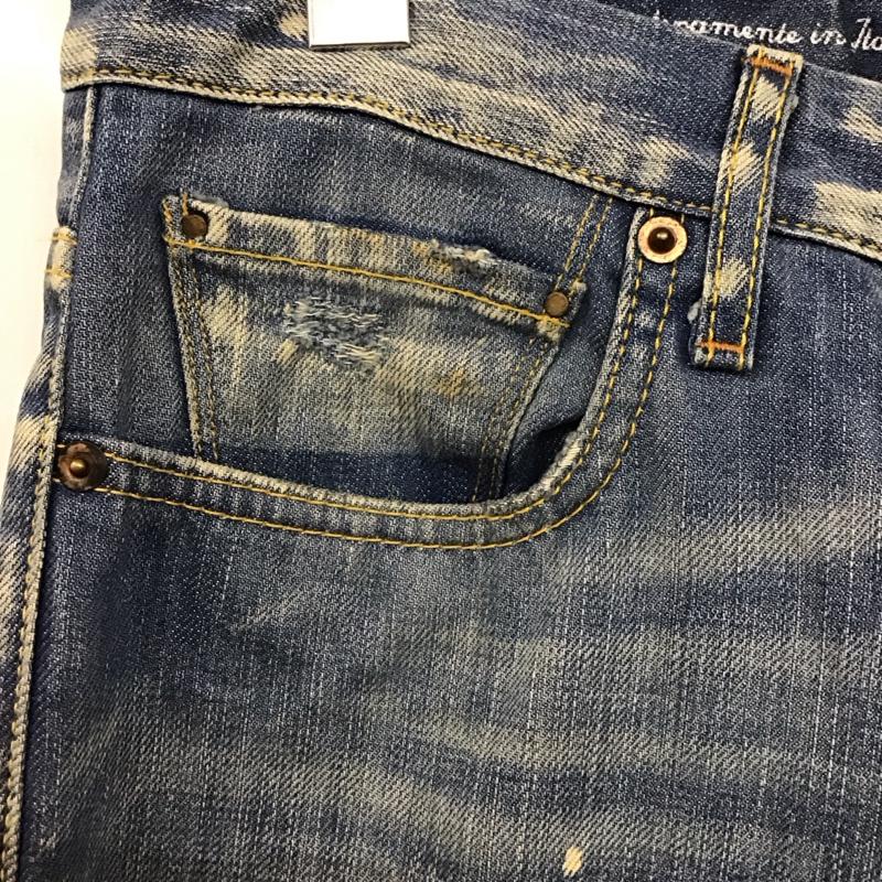 レイン Reign パンツ デニム、ジーンズ デニムパンツ スリムパンツ カジュアルパンツ ストレッチパンツ 29インチ ダメージ加工 インディゴ / インディゴ /  メンズ USED 古着 中古 10150087