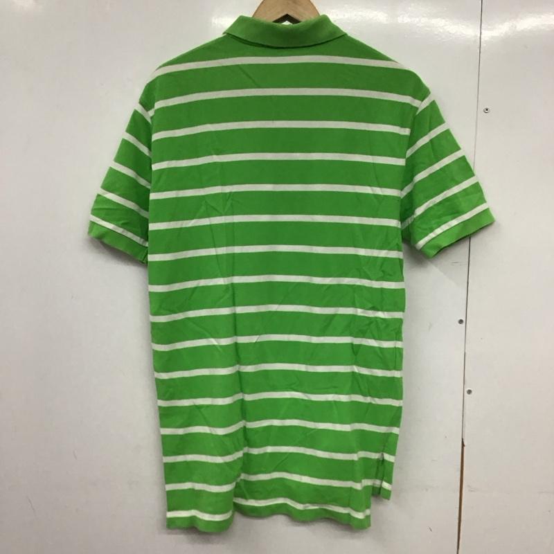 ポロバイラルフローレン Polo by RALPH LAUREN ポロシャツ 半袖 半袖ポロシャツ カラーシャツ 半袖カットソー M ボーダー柄 白 / ホワイト / X 黄緑 / イエローグリーン /  メンズ USED 古着 中古 10150109