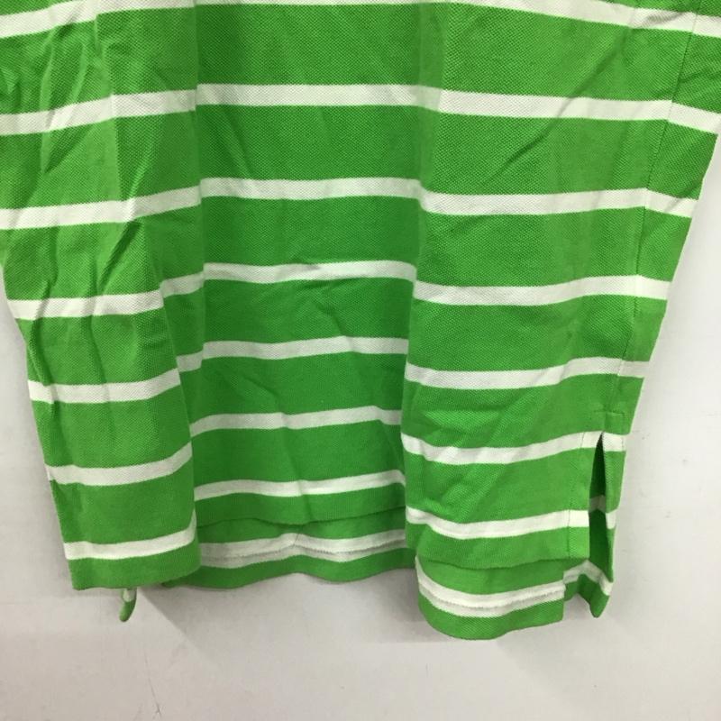 ポロバイラルフローレン Polo by RALPH LAUREN ポロシャツ 半袖 半袖ポロシャツ カラーシャツ 半袖カットソー M ボーダー柄 白 / ホワイト / X 黄緑 / イエローグリーン /  メンズ USED 古着 中古 10150109