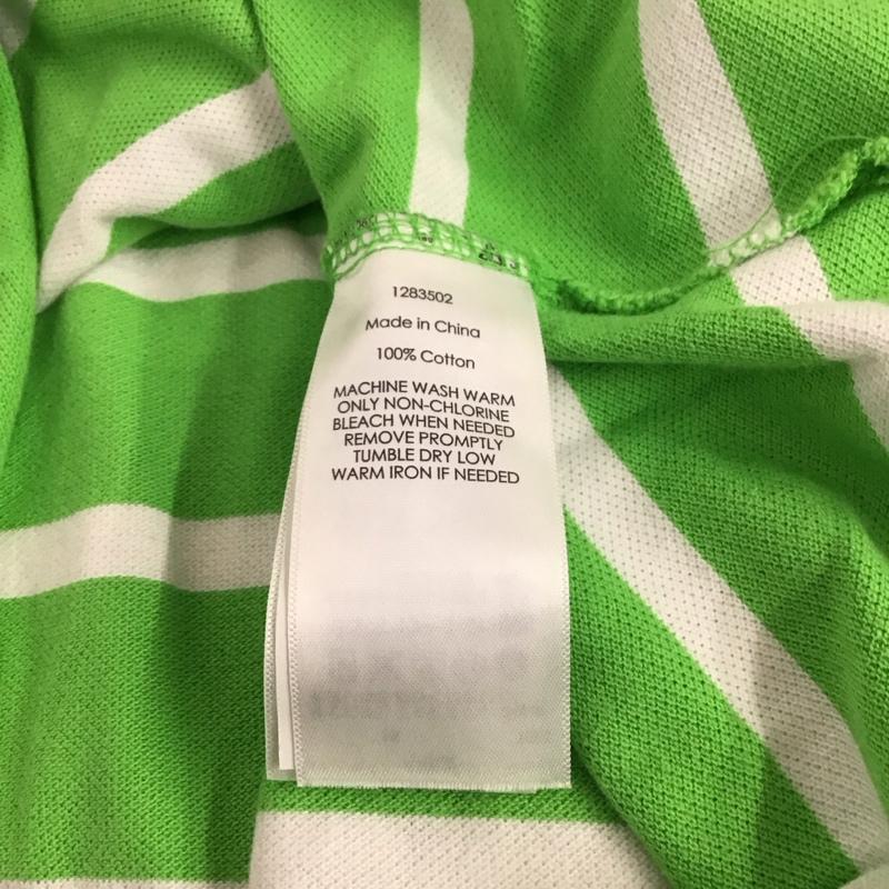 ポロバイラルフローレン Polo by RALPH LAUREN ポロシャツ 半袖 半袖ポロシャツ カラーシャツ 半袖カットソー M ボーダー柄 白 / ホワイト / X 黄緑 / イエローグリーン /  メンズ USED 古着 中古 10150109