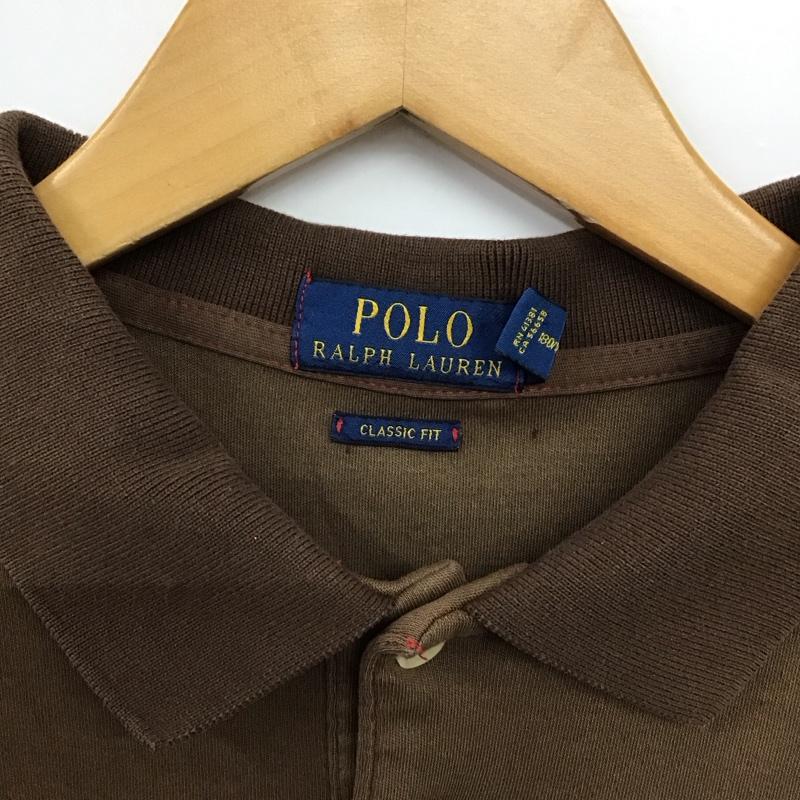ポロラルフローレン POLO RALPH LAUREN ポロシャツ 半袖 半袖ポロシャツ カラーシャツ 半袖カットソー L ロゴ、文字 茶 / ブラウン /  メンズ USED 古着 中古 10150115