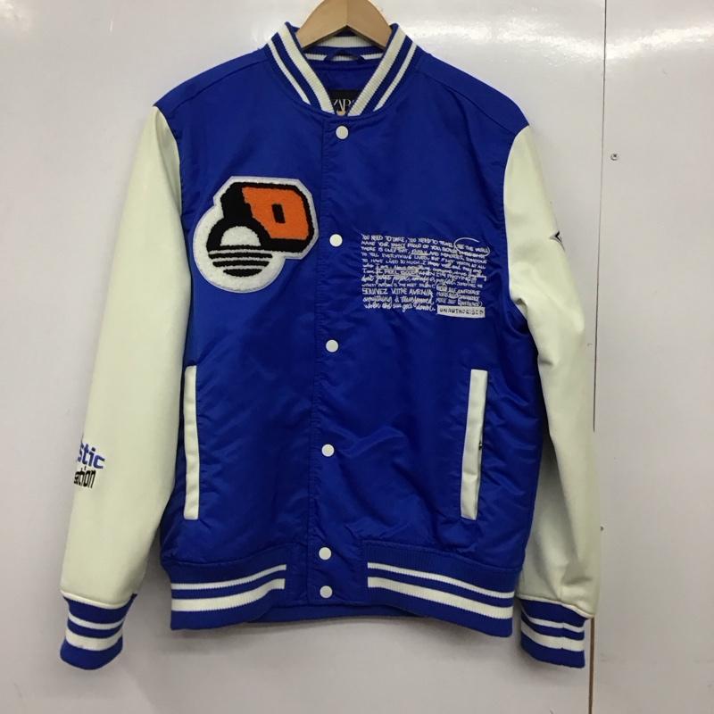 ザラ ZARA ジャケット、上着 ジャンパー、ブルゾン スタジャン アウター 古着 前ボタン S ロゴ、文字 青 / ブルー /  メンズ USED 古着 中古 10150121