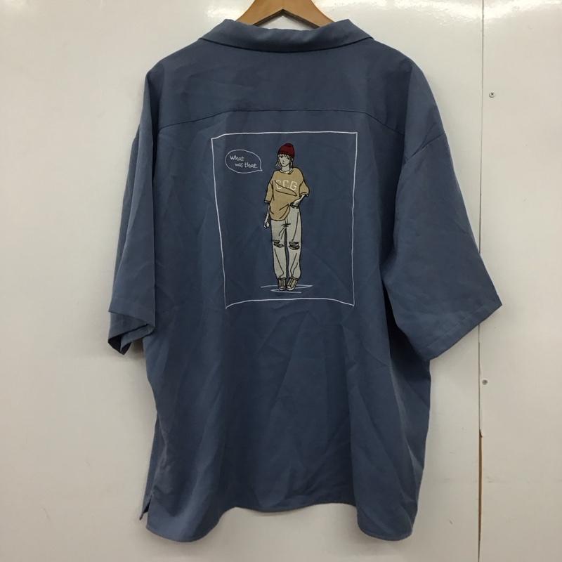チャオパニック CIAOPANIC シャツ、ブラウス 半袖 半袖シャツ 刺繍シャツ ポケットシャツ L ロゴ、文字 水色 / ライトブルー /  メンズ USED 古着 中古 10150123
