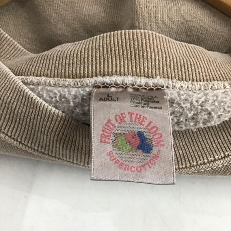 フルーツオブザルーム FRUIT OF THE LOOM トレーナー 長袖 長袖トレーナー スウェット クルーネック プルオーバー L ロゴ、文字 茶 / ブラウン /  メンズ USED 古着 中古 10150127