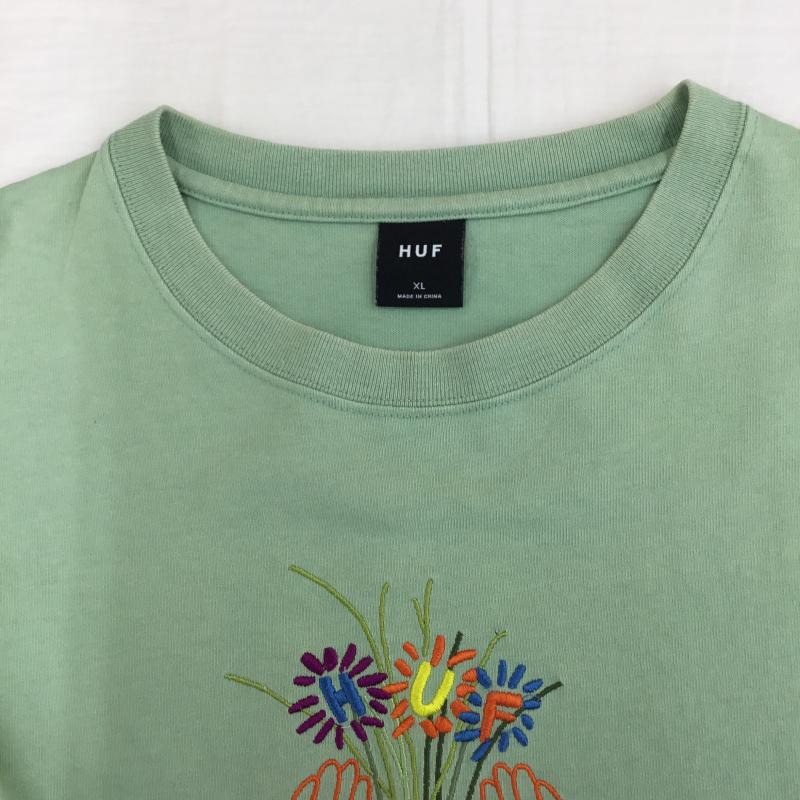 ハフ HUF Tシャツ 半袖 XL 刺繍 緑 / グリーン /  メンズ USED 古着 中古 10150145