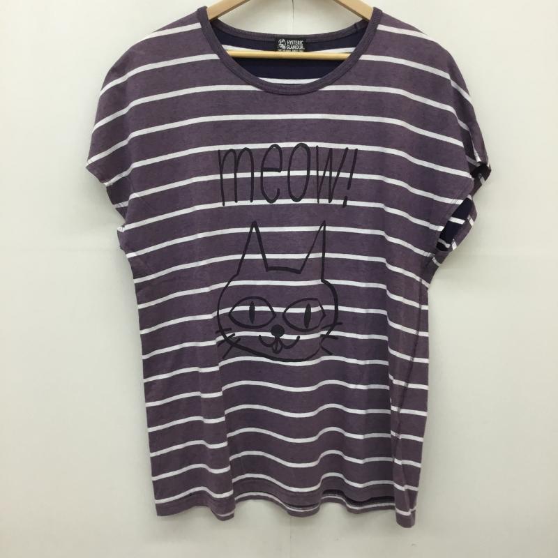 ヒステリックグラマー HYSTERIC GLAMOUR カットソー 半袖 FREE キャラクター X ボーダー柄 紫 / パープル /  レディース USED 古着 中古 10150147