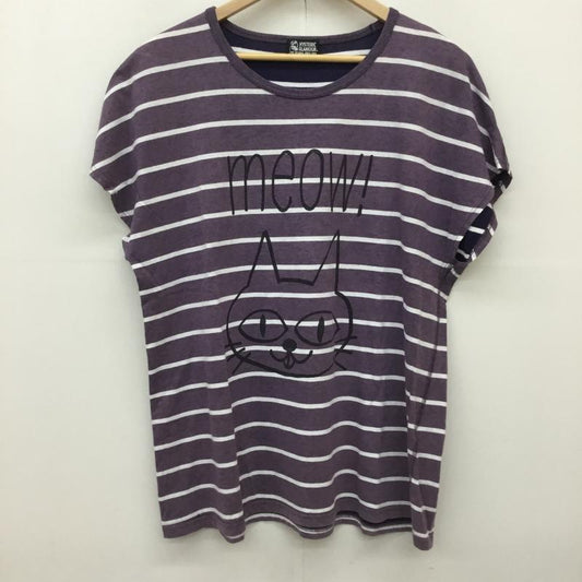 ヒステリックグラマー HYSTERIC GLAMOUR カットソー 半袖 FREE キャラクター X ボーダー柄 紫 / パープル /  レディース USED 古着 中古 10150147