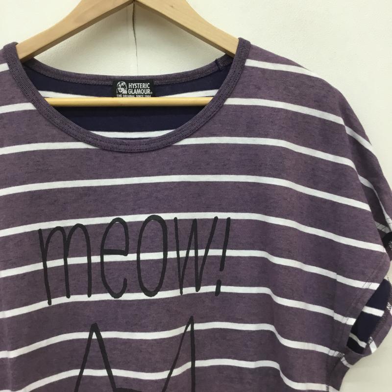 ヒステリックグラマー HYSTERIC GLAMOUR カットソー 半袖 FREE キャラクター X ボーダー柄 紫 / パープル /  レディース USED 古着 中古 10150147