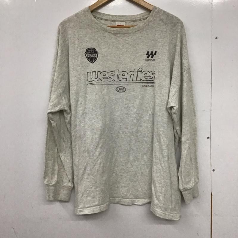 ニコアンド niko and... Tシャツ 長袖 L プリント X ロゴ、文字 灰 / グレー /  レディース USED 古着 中古 10150153
