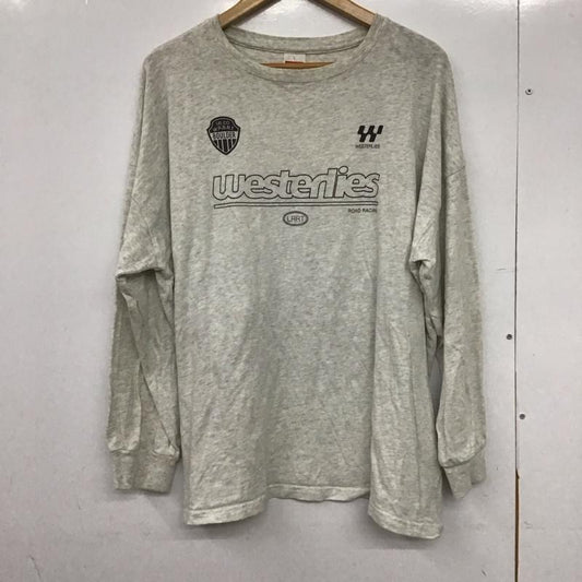 ニコアンド niko and... Tシャツ 長袖 L プリント X ロゴ、文字 灰 / グレー /  レディース USED 古着 中古 10150153