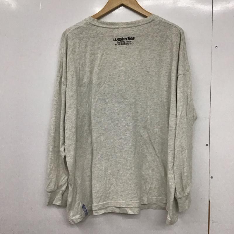 ニコアンド niko and... Tシャツ 長袖 L プリント X ロゴ、文字 灰 / グレー /  レディース USED 古着 中古 10150153