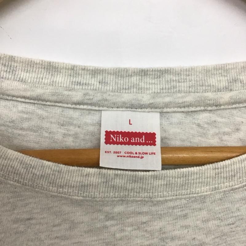 ニコアンド niko and... Tシャツ 長袖 L プリント X ロゴ、文字 灰 / グレー /  レディース USED 古着 中古 10150153