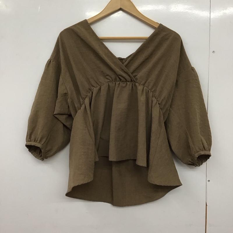 ローリーズファーム LOWRYS FARM シャツ、ブラウス 半袖 FREE 無地 茶 / ブラウン /  レディース USED 古着 中古 10150167