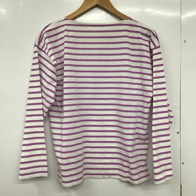 サマンサモスモスブルー Samansa Mos2 blue Tシャツ 長袖 FREE ボーダー柄 白 / ホワイト / X 紫 / パープル /  レディース USED 古着 中古 10150174