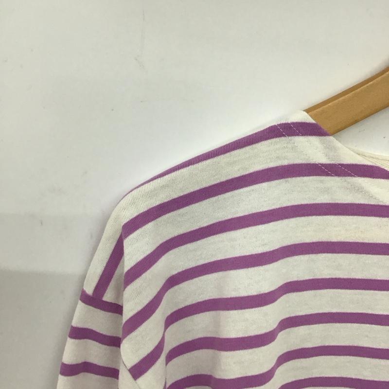 サマンサモスモスブルー Samansa Mos2 blue Tシャツ 長袖 FREE ボーダー柄 白 / ホワイト / X 紫 / パープル /  レディース USED 古着 中古 10150174