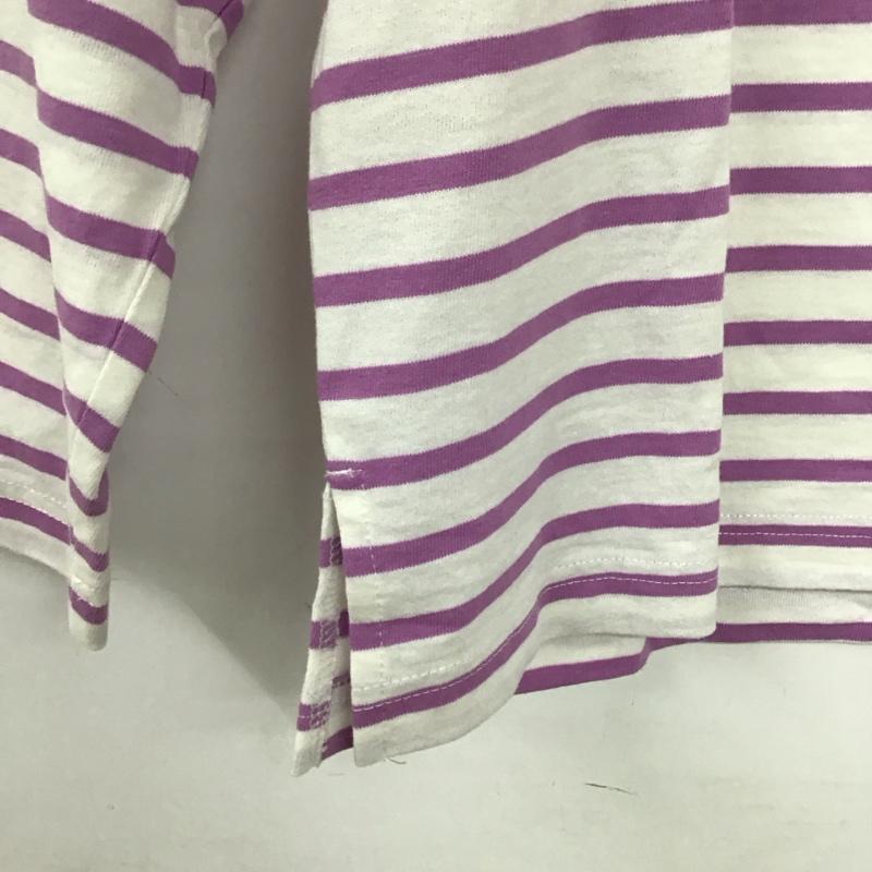 サマンサモスモスブルー Samansa Mos2 blue Tシャツ 長袖 FREE ボーダー柄 白 / ホワイト / X 紫 / パープル /  レディース USED 古着 中古 10150174